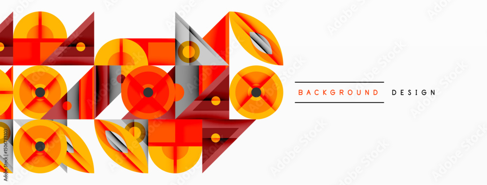 Poster abstract geometric pattern. orange, red hues dominate design. minimalist style, modern aesthetic. cl