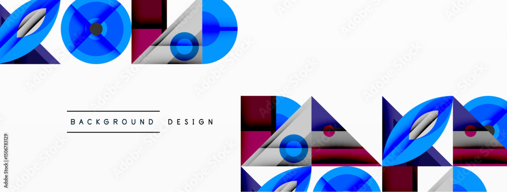 Aufkleber abstract geometric shapes create modern background. blue, maroon, gray colors dominate design with l
