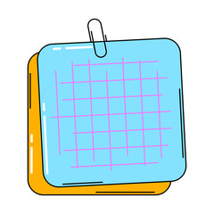 Paper note with paperclip. Frame or background for reminder.