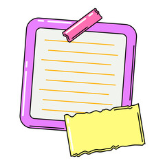 Paper note with sticky tape. Frame or background for reminder.