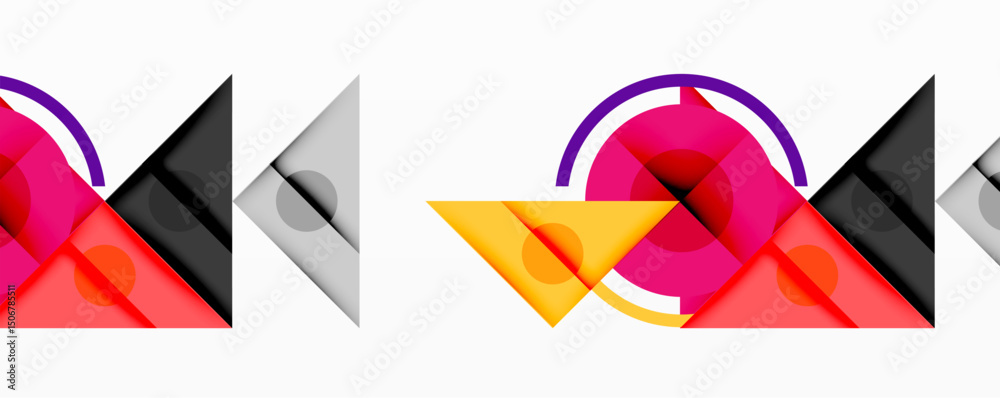 Fototapete abstract geometric composition. shapes overlap, creating dynamic visual effect. colors include pink,