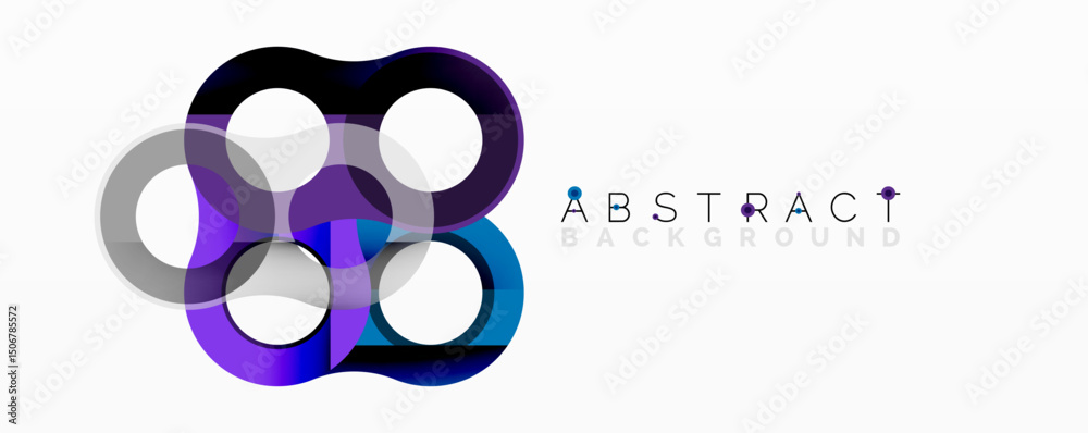 Poster modern design features overlapping circles. gradient colors blend purple, blue, white. minimalist ae