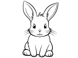 Fototapeta premium Black and white coloring book page, cute rabbit.