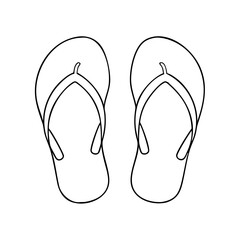 Outline of flip-flops in thin line style, contour icon