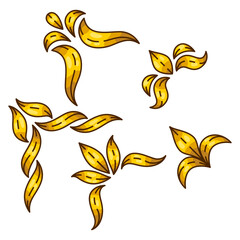 Set of corners in baroque style. Decorative curling plant.