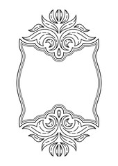 Floral frame in baroque style. Decorative curling plant.