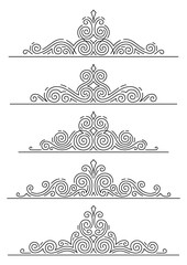Set of line curl elements. Modern decorative linear dividers.