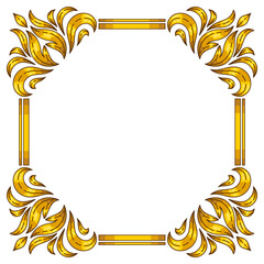 Floral frame in baroque style. Decorative curling plant.