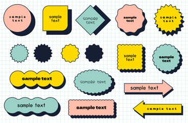 ポップなフレームベクターイラストセット カラフルロ あしらい 枠