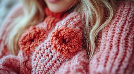 Close-up of a cozy, textured sweater