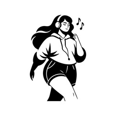 Black and White Illustration of a Woman Portraying Body Positivity