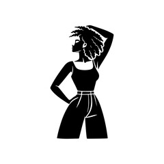 Black and White Illustration of a Woman Portraying Body Positivity