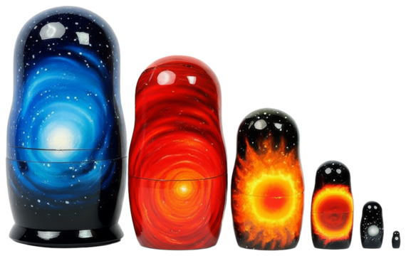 Nested dolls depicting celestial bodies, transparent background png