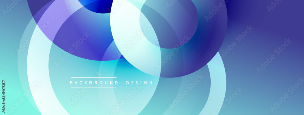 Poster Abstract fluid shapes overlap, creating vibrant blue turquoise gradients. Modern design elements suggest dynamic movement, smooth transitions.