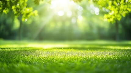 Naklejka premium Serene Summer Meadow: A Sunlit Green Paradise