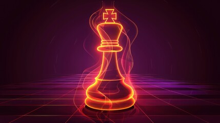 Digital chess king, radiant and powerful