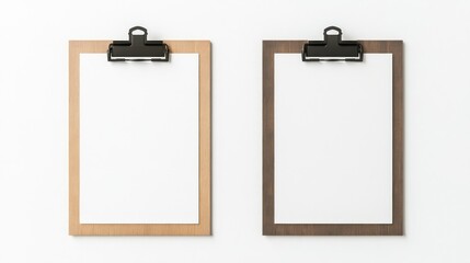 Two Wooden Clipboards with Blank Paper