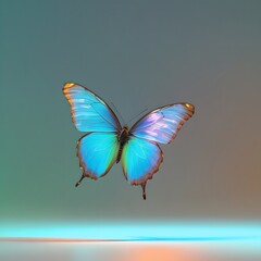 Cinematic Butterfly in Flight &ndash; HDR 35mm Film Look with Iridescent Wings on Transparent Background