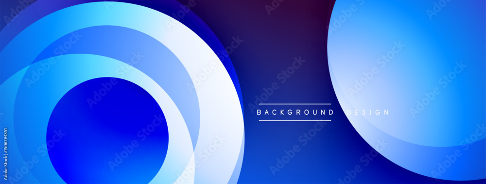 Poster abstract blue design features overlapping circles, gradients. modern aesthetic suitable for backgrou