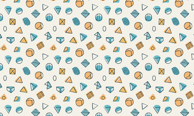 Playful Hand-Drawn Scandinavian Geometric Doodle Pattern