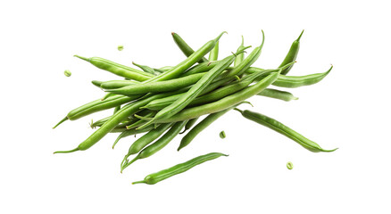 Fototapeta premium Fresh and Crisp Green Beans Isolated on a Clean White Background