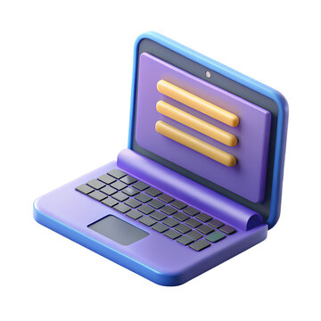 3d laptop with coding screen