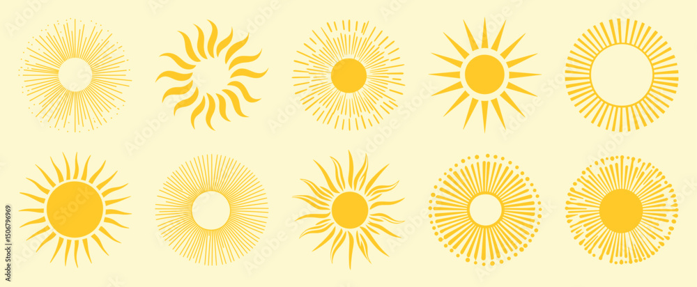 Wall mural stylized sunburst vector collection element vector set