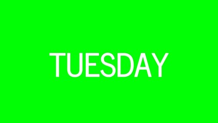 Tuesday text green screen animated video