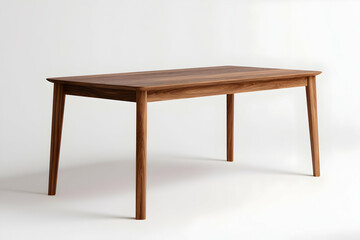 Fototapeta premium Elegant wooden table showcasing minimalist design ideal for modern dining spaces during a cozy evening gathering