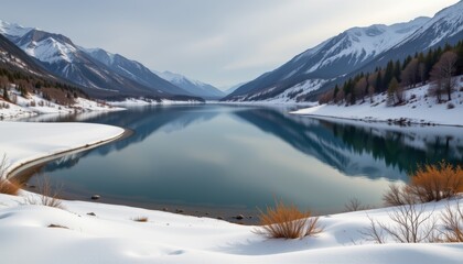 A pristine blanket of snow transforms the winter landscape into serene wonderland