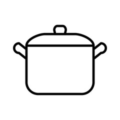 シンプルな両手鍋の線画アイコンイラスト｜両手鍋,鍋,調理器具,料理,キッチン,ステンレス鍋,煮込み料理,台所用品,ベクター