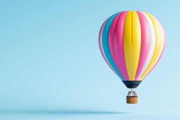 Obraz premium Pastel Hot Air Balloon Ascending Against Light Blue Sky