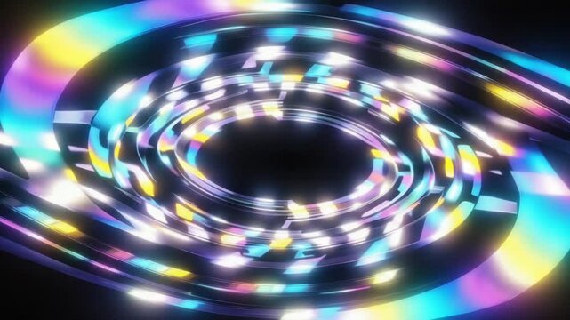 holographic chromatic vapor ribbons, drifting ambient motion, overlapping rainbow trails, moir&eacute; texture patterns, soft glow, 4k video