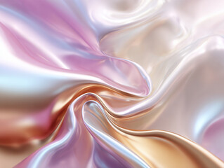 Obraz premium Smooth metallic pastel waves create an enchanting backdrop showcasing soft lighting and fluidity