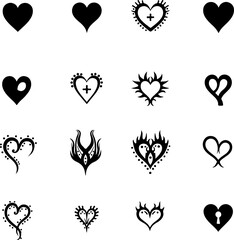 Hand Drawn Heart love vector Bundle
