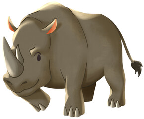 Kalimantan Rhinoceros Wildlife Illustration