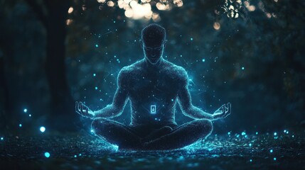 Obraz premium Man meditating in nature