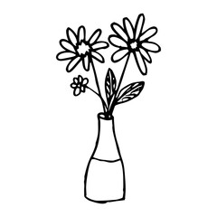Obraz premium Flower in vase design flowers sketch simple vector