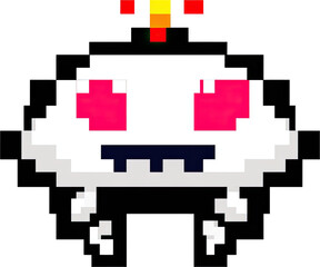 Obraz premium Pixelated cartoon character with large pink eyes.