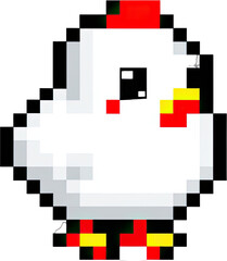 Pixel Art Adorable White Chick in Red Boots