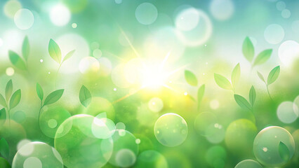 Obraz premium Bright Sunlight Illuminates Lush Green Spring Leaves and Bubbles