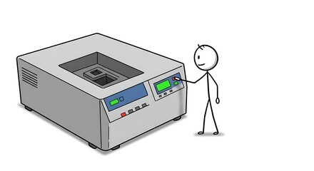 Fototapeta premium Simple Illustration of a Person Operating a Large Gray Machine