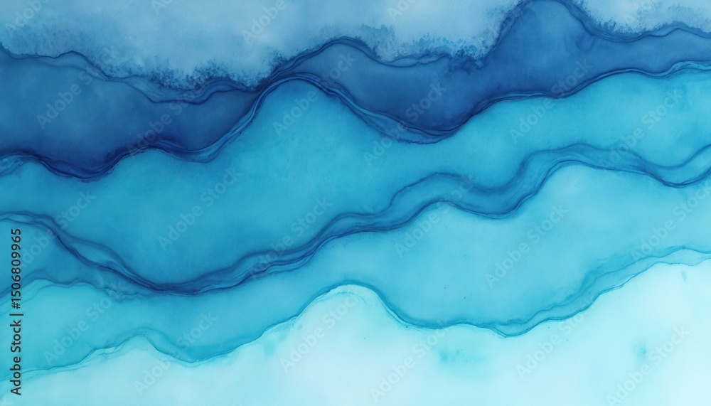 Poster abstract watercolor background with blue azure turquoise tones. gradient sea waves pattern for textu