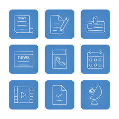 Communication icon set. Solid icons collection, vector illustration.