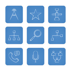 Communication icon set. Solid icons collection, vector illustration.