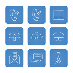 Communication icon set. Solid icons collection, vector illustration.
