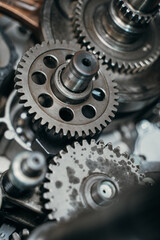 An Intricate and Detailed CloseUp of Complex Industrial Gears and Mechanisms at Work