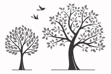 Obraz premium Vector artNature Tree Silhouette Collection – Editable Vector Set