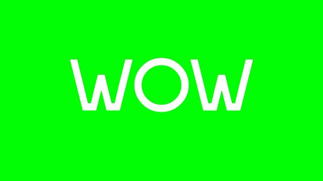 Wow text green screen animated video