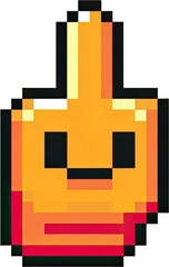 Pixelated illustration of a hand gesture.